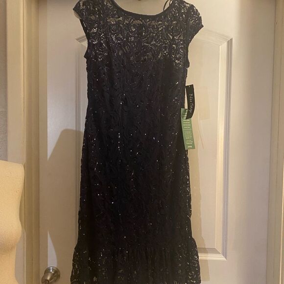 NWT Blu Sage Lace Special occasion Dress Sz 8 Dk Blue - Picture 4 of 6